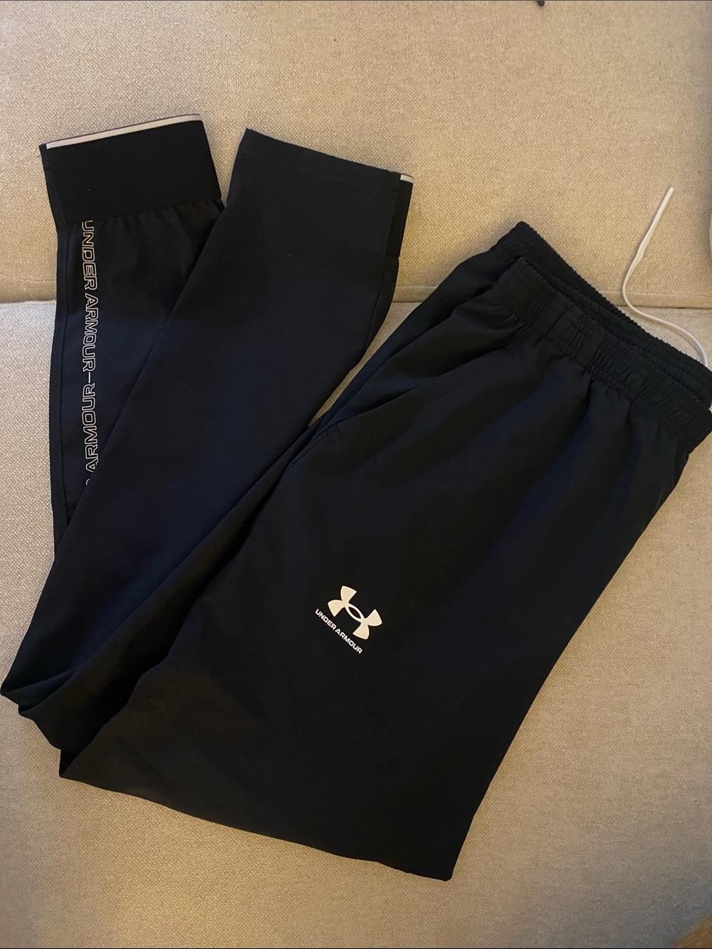 Under Armour Black Track Joggers with White Logo